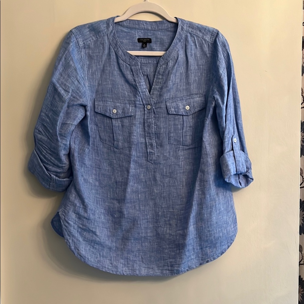 Talbots Blue 3/4 Sleeve Relaxed Blouse
